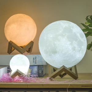 Lampe led imprimée en 3d rappelant la lune, Rechargeable par usb, luminaire décoratif d'intérieur, nouveau modèle de 2020 - Product Image 6