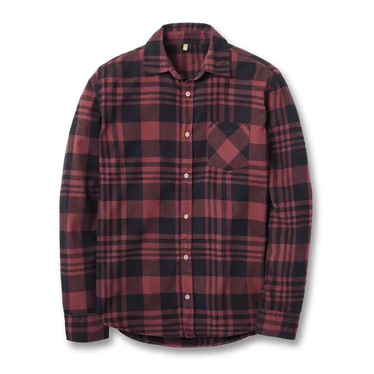 Hot bán phổ biến quá khổ dày cổ điển flannel Áo Sơ Mi Thêu Mens