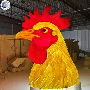 Estatua de <span class=keywords><strong>Gallo</strong></span> Pintada a Mano, de Fibra de Vidrio, para Exteriores, Directo de Fábrica, para Exhibición Comercial - Product Image 4