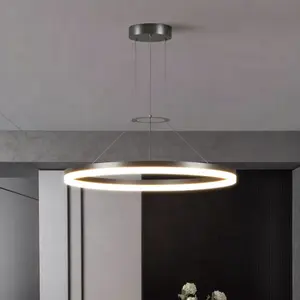 디 밍이 가능한 실내 펜던트 램프 알루미늄 아크릴 그늘 현대 조명 조명기구 블랙 사용자 정의 크기 대형 Led 샹들리에 3ct