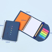 Bloc-notes à spirale pour approvisionnement transfrontalier, avec couverture en papier design, stylo, notes adhésives, épaissi, durable, multicolore