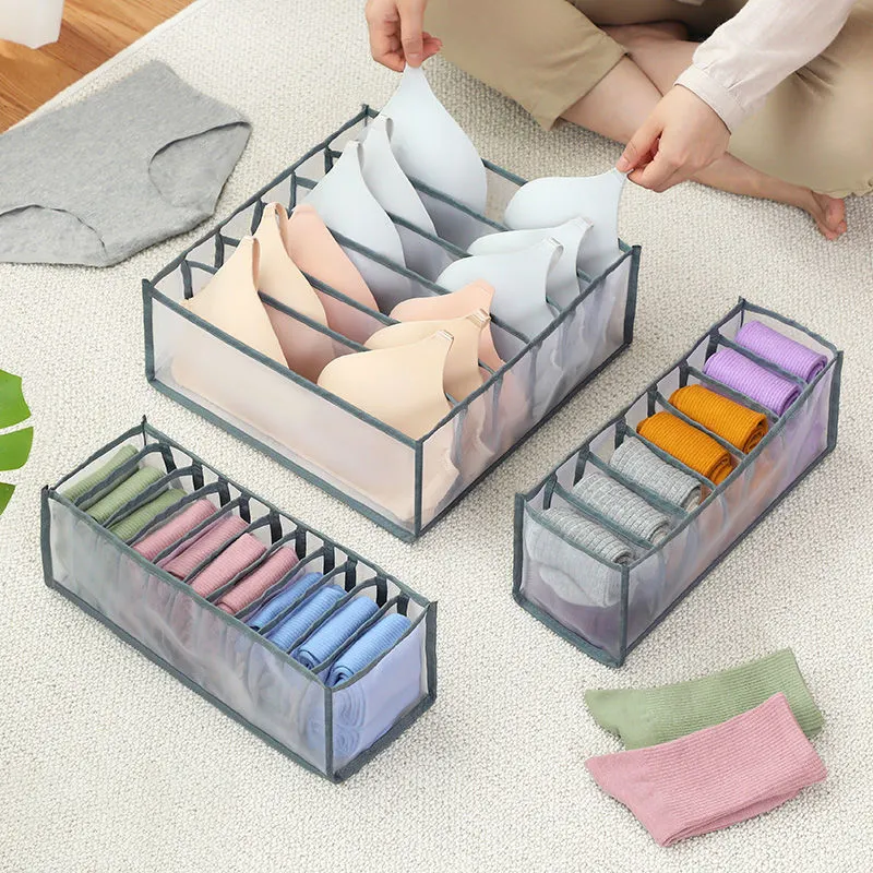 FF311 Wholesales Collapsible Closet Storage Divider Bag Socks Bras Ties Scarves Organizer Drawer Underwear Storage Box