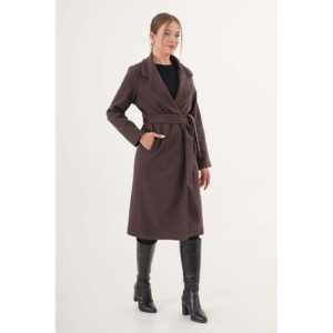 Manteau en cachemire doublé ceinturé pour femme, élégant, à manches longues, chaud, pour l'hiver - Product Image 4