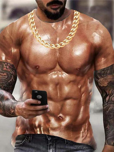 Lustige Muskel körper 3D-gedruckte T-Shirt Herren Designer Kleidung Streetwear Kurzarm Top T-Shirts Hässliche Brust Haar T-Shirt Kleidung - Product Image 2