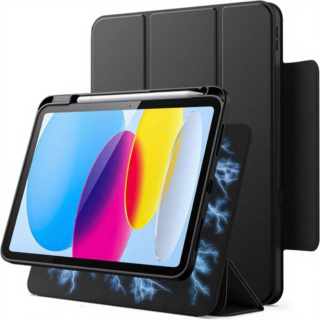 Magnetic Detachable Case for iPad (A16) 11th/10th Generation (2025/2022) with Pencil Holder Removable Rotating Tri-Folds Cover