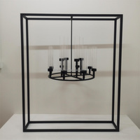 Nouveau Style Chaud Noir Cristal Candélabre Table Décor Lustres Bougeoir Avec Support De Mariage Pièce Maîtresse