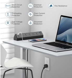 <span class=keywords><strong>Multiprise</strong></span> industrielle PD 20W avec 5 prises CA amovibles, rétractables et montables, à fixer sur table/bureau, 2 ports USB-A et 4 ports Type-C, 10A - Product Image 4