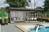 Cabanes en bois préfabriquées Maison en bois préfabriquée Chambre de jardin préfabriquée avec véranda - Patio en bois durable pour la détente dans le jardin et la cour