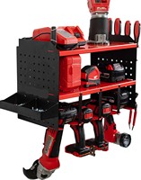 Station de charge pour perceuse sans fil avec panneau perforé, étagère utilitaire, organisateur d'outils électriques avec barre magnétique, bac de rangement