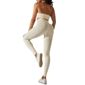 Yoga kıyafeti takım kadınlar spor Fitness setleri seksi dikişsiz Activewear