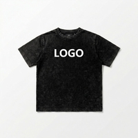 T-shirt vintage - Brun délavé à l'acide 280g, coupe ample unie, manches courtes, en coton avec logo personnalisé en relief