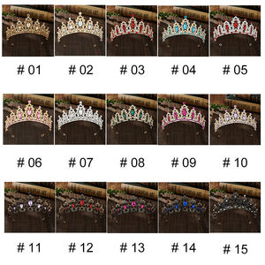 Kim Cương Accessoire Femme Tiaras Bán Buôn Hợp Kim Đầy Màu Sắc Coronas Decorativas De Lấp Lánh <span class=keywords><strong>Pageant</strong></span> Vương Miện Sang Trọng Pha Lê Diadem - Product Image 5