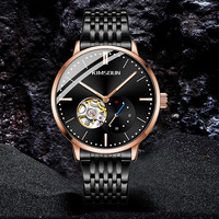 Montre mécanique à aiguilles pour homme, avec bracelet en acier inoxydable, verre minéral, étanche, lumineuse, 42 mm, design Hollow Flywheel
