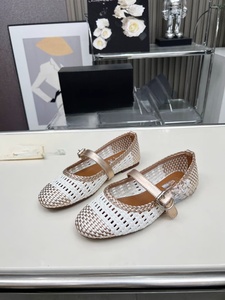 Zapatos de Bailarina ALAIAs Originales, de Malla, Lujosos, para Mujer, con Brillo, Parte Superior de Cuero Genuino, Planos - Product Image 1