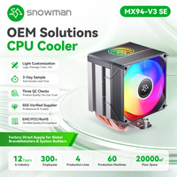 Refroidisseur de processeur Snowman ultra silencieux avec 6 caloducs, ailettes en aluminium, ventilateur d'air en PC pour la gestion thermique des ordinateurs