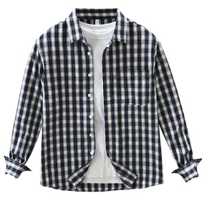 Chemise à <span class=keywords><strong>carreaux</strong></span> décontractée pour <span class=keywords><strong>homme</strong></span>, manches longues, respirante, en pur coton, idéale pour le quotidien, le bureau, les sorties du week-end - Product Image 4