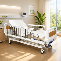 Lit médical d'hôpital manuel à 2 fonctions avec dossier et repose-jambes, table relevable, panneau en acier estampé pour usage en salle de soins