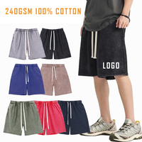 Shorts en coton pur 240 g/m² style américain, effet vintage, avec logo personnalisé, tendance été, pour le sport, le fitness et les loisirs