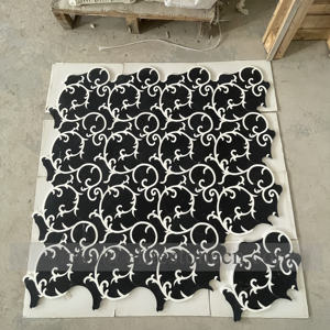 中国热卖工厂价格易清洗黑色和金色豪华喷水大理石黑色马赛克瓷砖厨房瓷砖批发 - Product Image 6