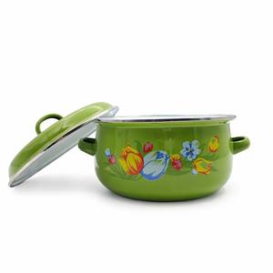 Juego <span class=keywords><strong>de</strong></span> Ollas EliteCook <span class=keywords><strong>de</strong></span> 6 Piezas, Esmaltadas en Verde, con Diseño Floral, Antiadherentes, Apilables, para Sopa, Venta al Por Mayor <span class=keywords><strong>de</strong></span> Fábrica - Product Image 2