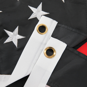 Heavy Polyester Nylon Embroidered Printing <strong>Custom</strong> <strong>United</strong> State Thin Red Blue and White Line Large Black 3x5 American Flag - Product Image 5