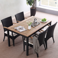 Meubles de salle à manger moderne pour patio et jardin Ensemble de table à manger avec cadre en aluminium noir pour restaurant d'extérieur pour fauteuil de salle à manger 8 places