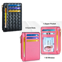 Dompet Kartu Kredit Wanita Kecil Tipis dengan Pelindung RFID |   Dompet ID Mini Imut Minimalis dengan Resleting