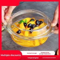 Hxglass Ensemble de plats de cuisson en verre avec couvercle 1L 1.7L 3L 4L, cuiseur vapeur, récipient alimentaire pour micro-ondes, plat de cuisson, vente en gros