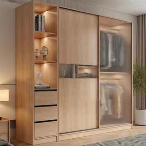 Armario de Estilo Diario con Puertas Corredizas, Color Madera Maciza, Amplio Espacio de Almacenamiento, Armarios de Dormitorio - Product Image 2