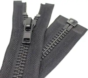 Chaqueta de separación de níquel negro cremallera costura abrigo artesanía 10 # cremallera de metal cremallera resistente