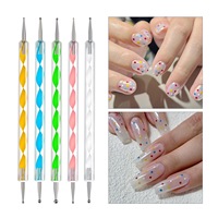 Kit de stylos à points pour nail art avec ruban adhésif coloré, lime à ongles en plastique et acrylique avec strass pour salon de manucure