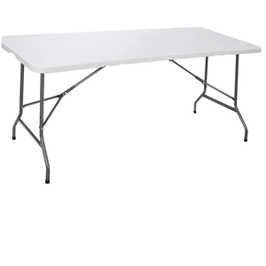 Table de pique-nique moderne en plastique pour l'extérieur avec structure métallique, design pliable pour villa - Utilisation pour la restauration et les repas - Product Image 1