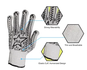 قطن قياس 7 مع نقاط PVC على قفازات سلامة العمل النخيل