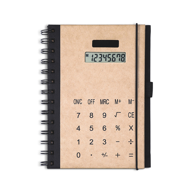 Custom Printed Spiral Kraft Notebooks Calculator Pen Plastic Office Business Supplies CE Rohs FCC Certified Solar Energy