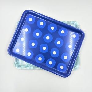 Bandeja para Servir, Color Azul Lago con Puntos, Lacada, Resistente al Contacto con Alimentos, para Uso en el Hogar y Restaurantes - Product Image 1