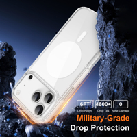 Coque pour iPhone 18 17 16 Pro Max à transparence élevée, compatible avec la charge magnétique sans fil, anti-traces de doigts, anti-taches, avec protection surélevée de l'objectif de l'appareil photo