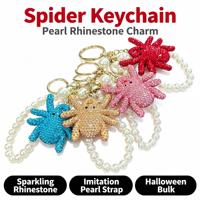 Porte-clés Araignée en Argile, Entièrement Orné de Strass et de Perles, Fait Main, DIY, Halloween, Exquis, Breloque Pendentif