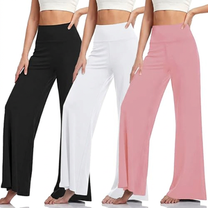 Pantalon de yoga taille haute YIYI pour femme, coupe large unie, extensible, sans couture, legging droit confortable, respirant, pour le sport - Product Image 3