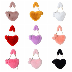 Hot Sales Wholesale Cute Red Heart Plush Handbag for Girls With Chain Strap OEM/ODM Crossbody <b>Bag</b> Handbags - Product Image 3