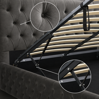 Lit rembourré sur mesure de style italien, luxe léger, lit de chambre principale avec rangement, lit double de 1,8 m