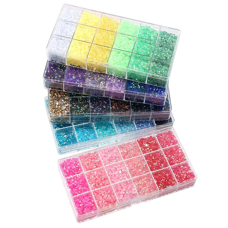 Top vendita Bling 18 Grid flatback strass Kit colore Jelly AB strass in resina per Mug Craft Decoration Design