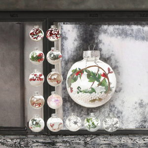 하이 퀄리티 6cm/8cm/10cm 실버 투명 플라스틱 수제 1 색 인쇄 원형 크리스마스 트리 장식 공 공장 - Product Image 3