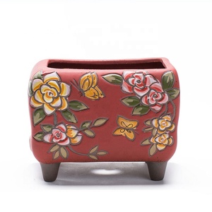2021 arcilla pintada a mano suculenta <span class=keywords><strong>Cactus</strong></span> bonsái maceta pequeña maceta de jardín OEM - Product Image 5