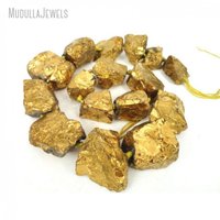 BE1700 or titane plaqué Quartz clair pépite brute perle roche guérison cristal pendentif perles 17-23x19-28mm