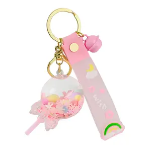 חדש חמוד אקריליק keyring מפתח שרשרת טבעת שמן צף מזל ארנב חול טובעני קריקטורה חמוד מתוק נוזל אקריליק שמן keychain