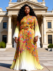 Vestido de Fiesta Maxi Plisado Elegante Miyake con Volantes y Mangas con Volantes, Tallas Grandes, Novedad de Verano 2026, Venta al por Mayor en Línea - Product Image 3