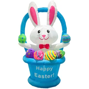Hot bán 6ft phục sinh trang trí Inflatable Easter Bunny với giỏ trứng xây dựng-in Led Sân cỏ trong nhà ngoài trời