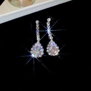 Cadeau de luxe bijoux fins argent aiguille boucles d'oreilles collier Bling Bling fête dîner femme Zircon ensembles de bijoux - Product Image 4