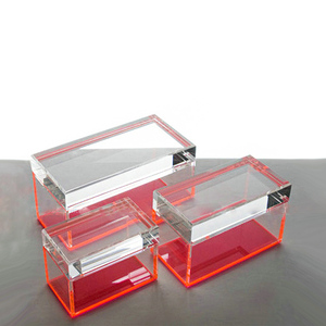 Boîtes à trésors en acrylique rouge transparent, boîtes cadeaux en plastique, coffre au trésor supérieur de baril en acrylique - Product Image 1