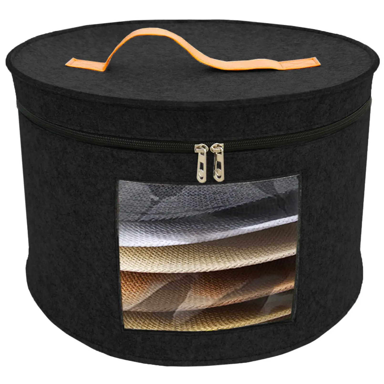 Large storage box for men and women, travel hat box with cover, foldable round cowboy hat storage box, carrying and storing